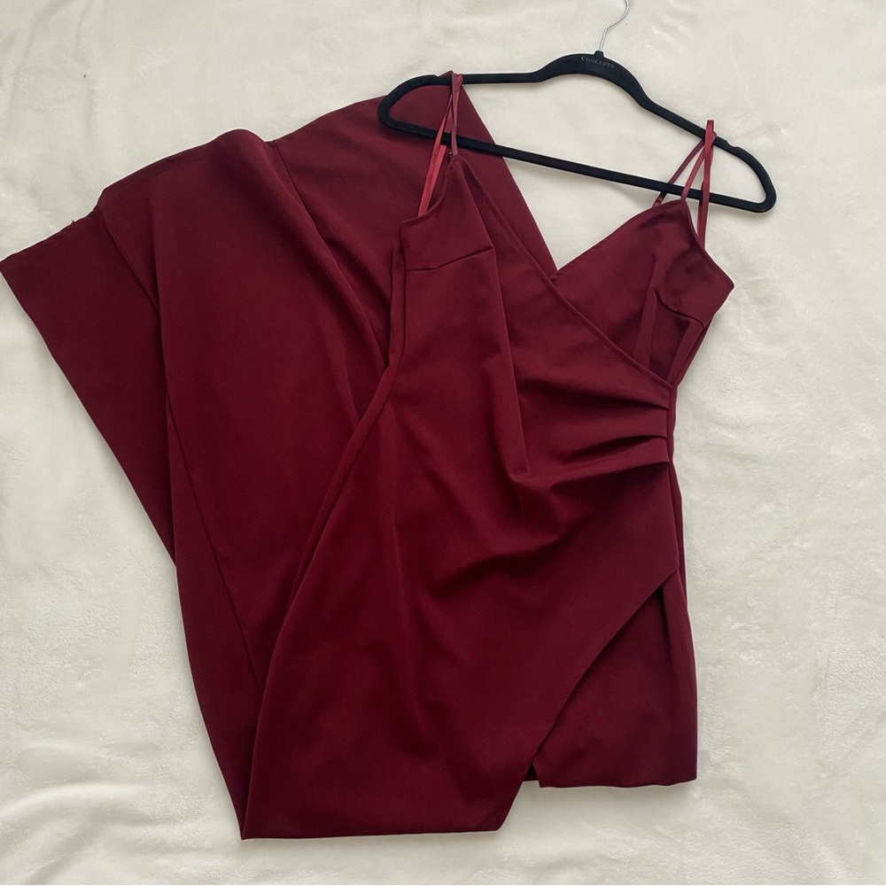 Burgundy Windsor Floor Length Dress with Slit